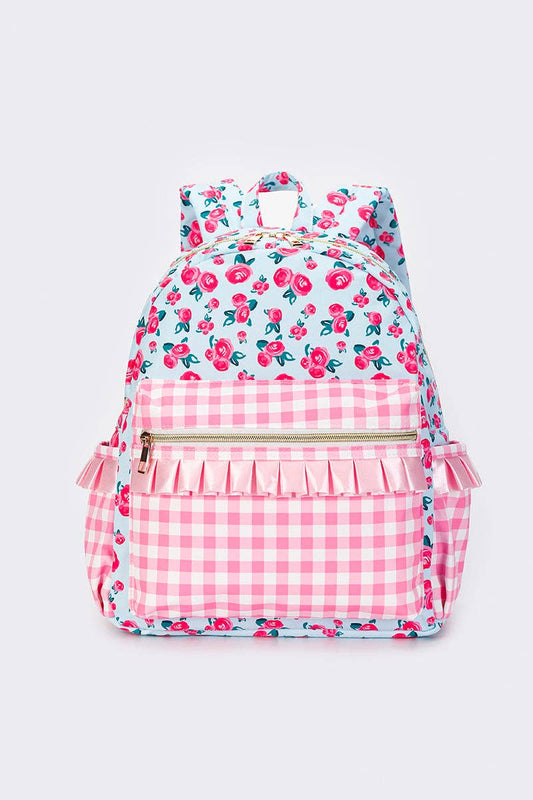 Gingham Ruffle Flower Mini Backpack