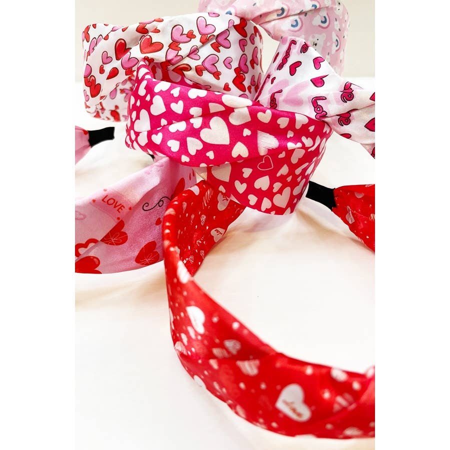 Satin Heart Print Headband