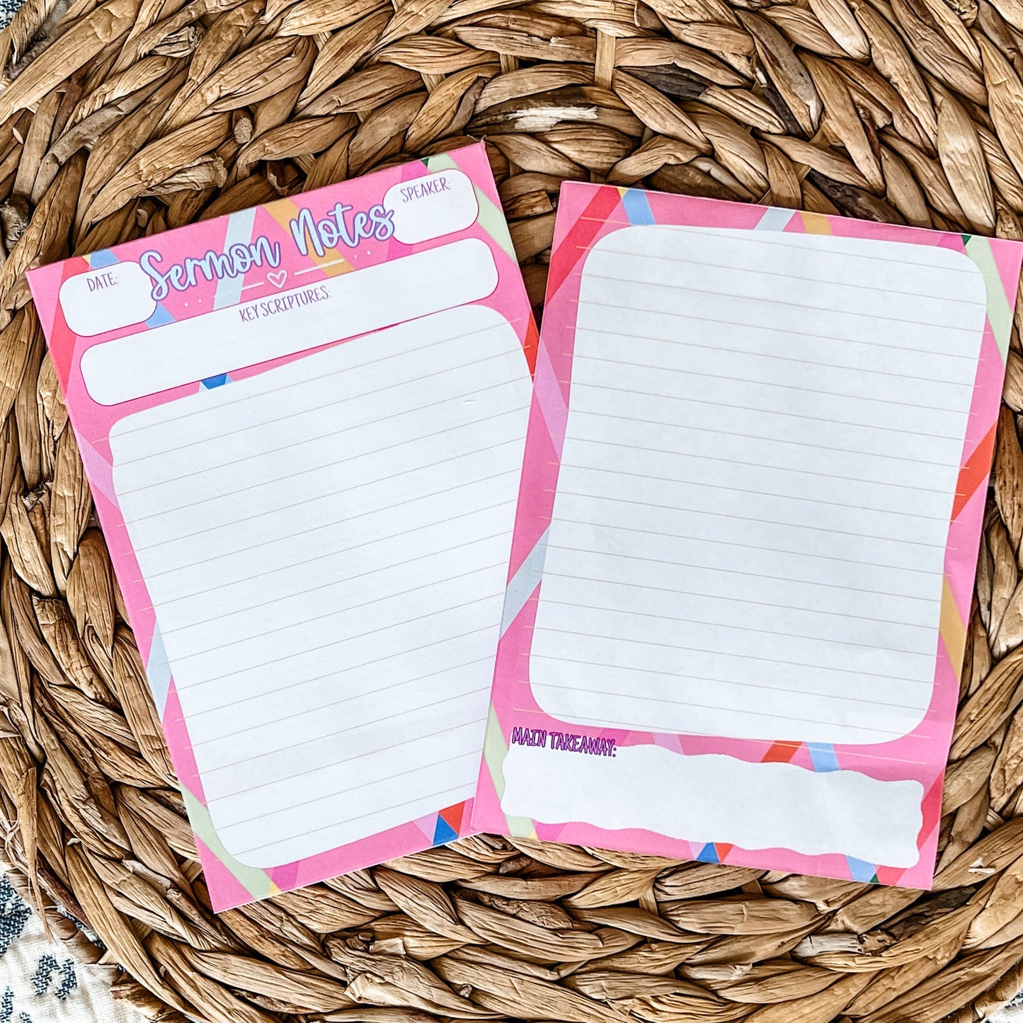 Pink Colorful - Sermon Notes Notepad