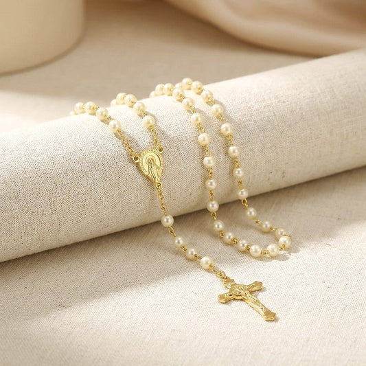 Gold Pearl Rosaries