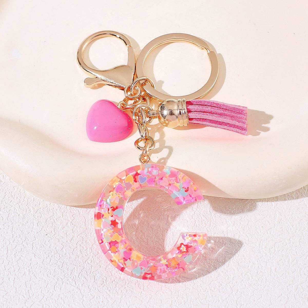 Letter Tassel Keychain (Pink)