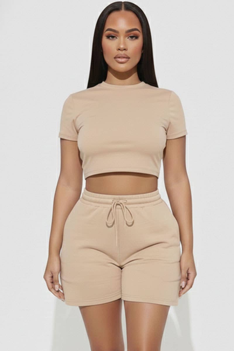 Casie Crop Tee & Shorts Set