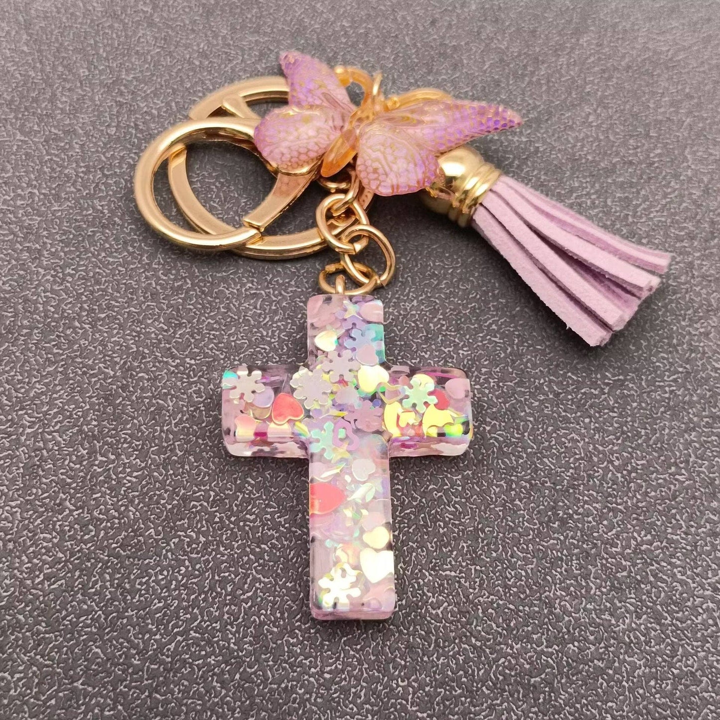 Butterfly Cross Tassel Keychain
