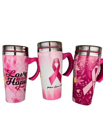 Breast Cancer Awareness 16oz Travel Coffee Mug