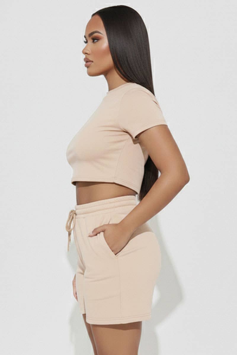 Casie Crop Tee & Shorts Set