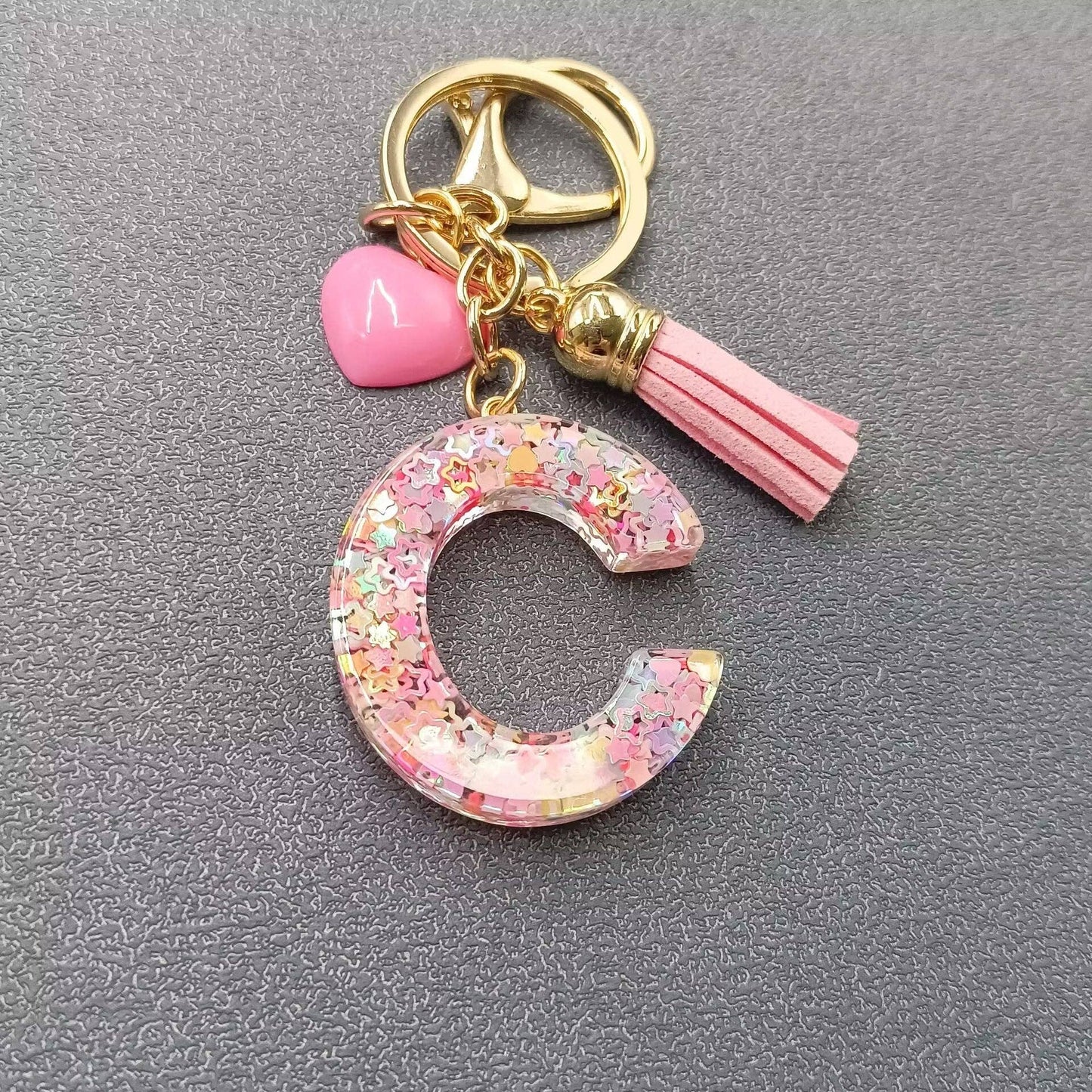 Letter Tassel Keychain (Pink)