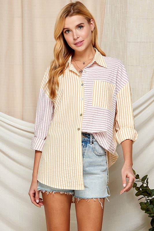 Brea Striped Button Down