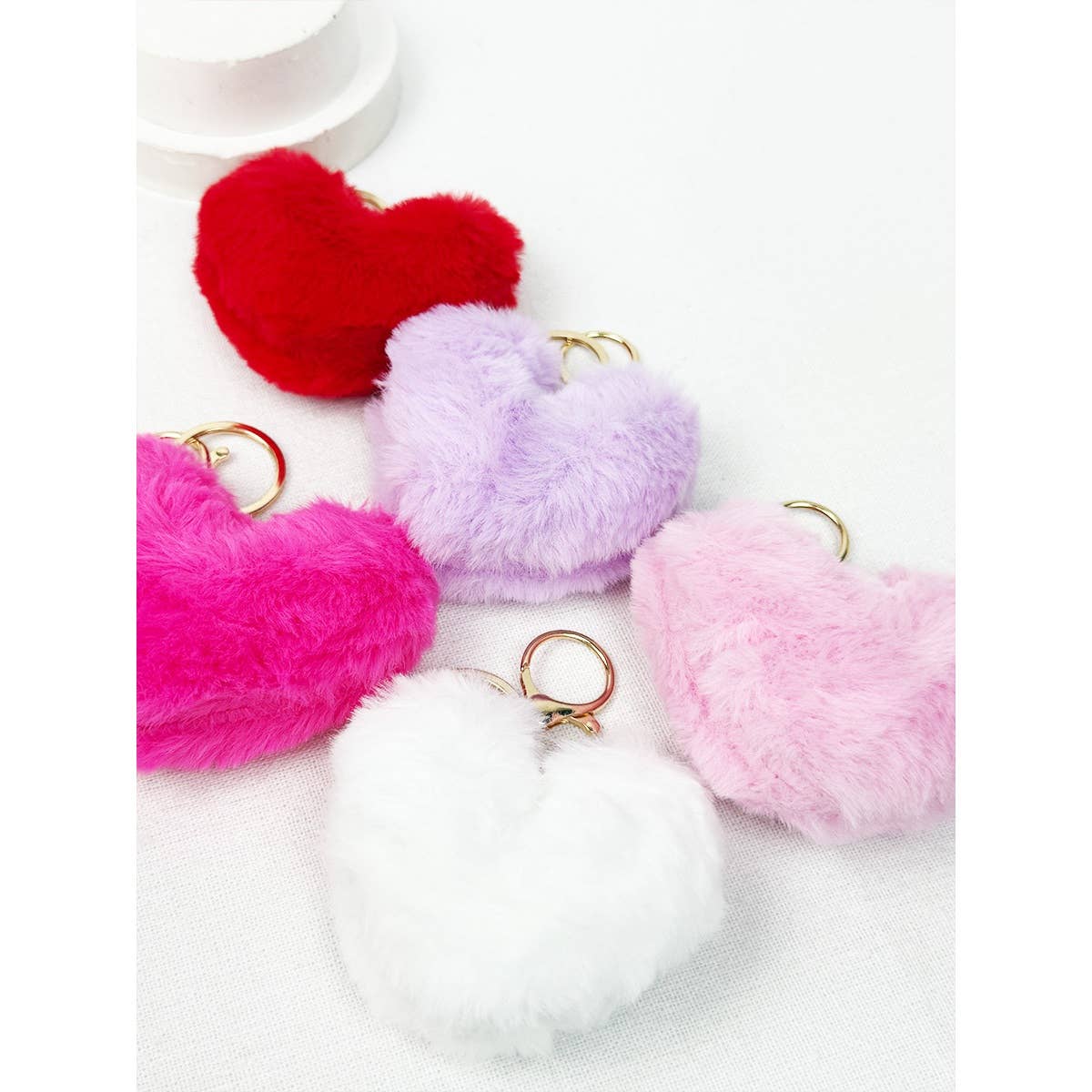 Fuzzy Fluffy Heart Keychain
