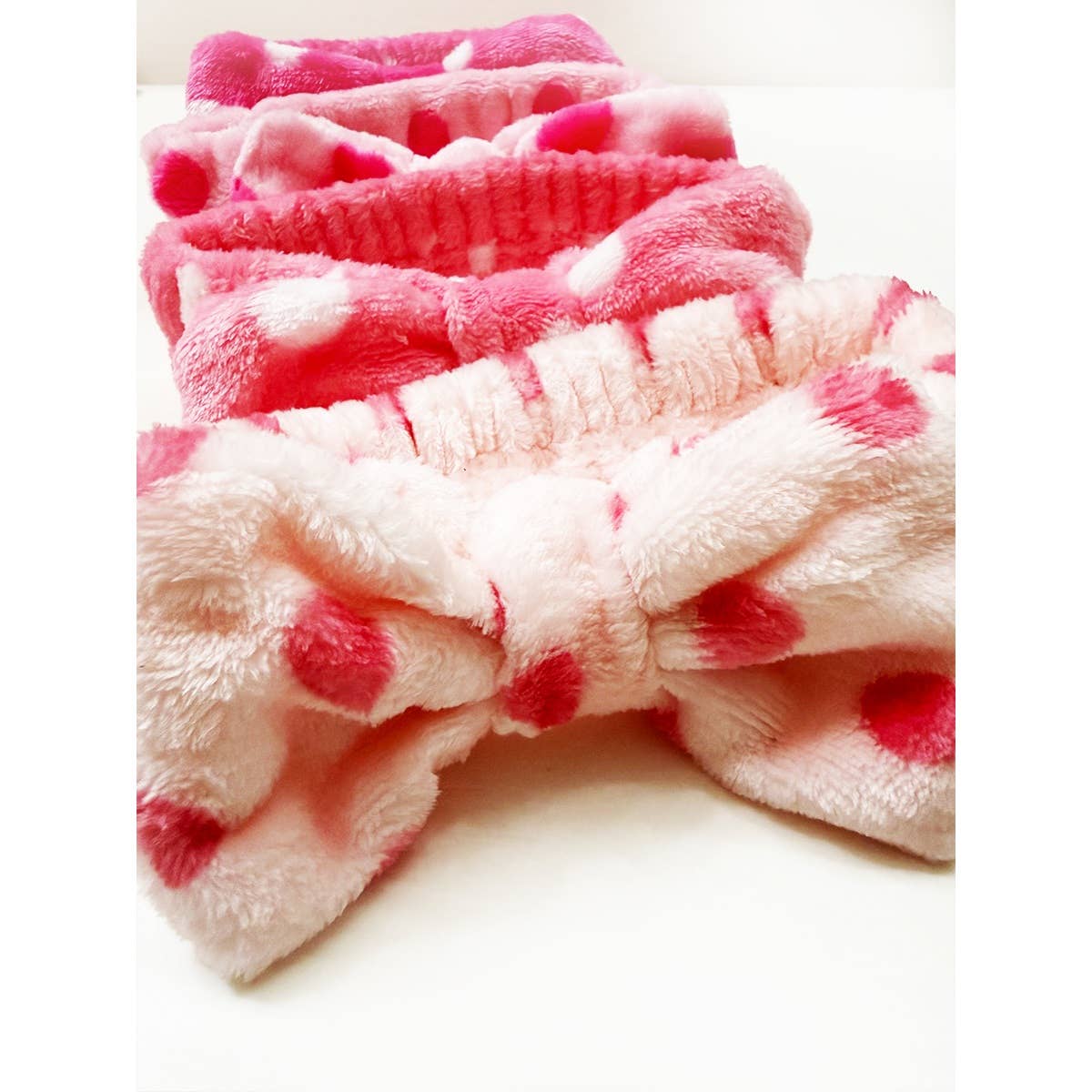 Pink Polkadot Dotted Fluffy Headband
