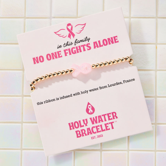 Holy Water Pink Ribbon Awareness Bracelet In Gold