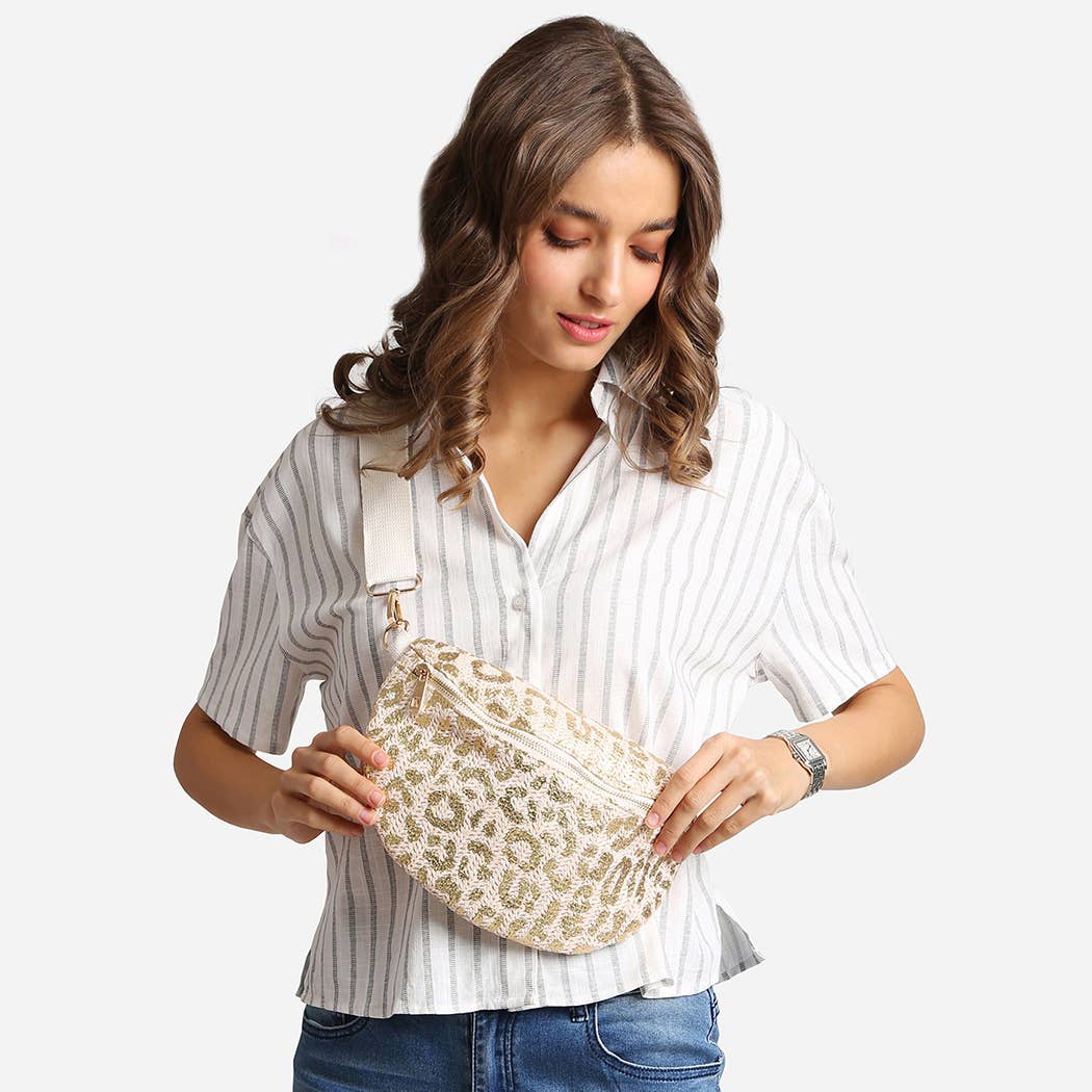 Leopard Pattern Adjustable Crossbody Belt Bag