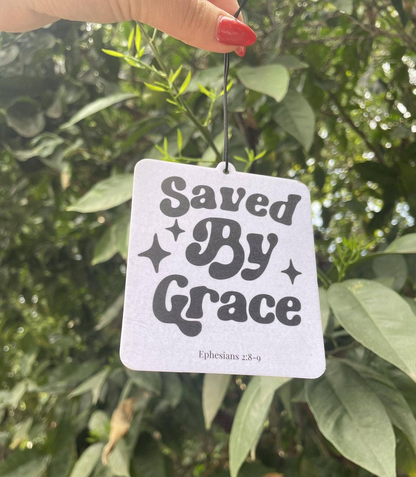 Saved by Grace Car Freshener - Ephesians 2:8-9 - Sandalwood Scent