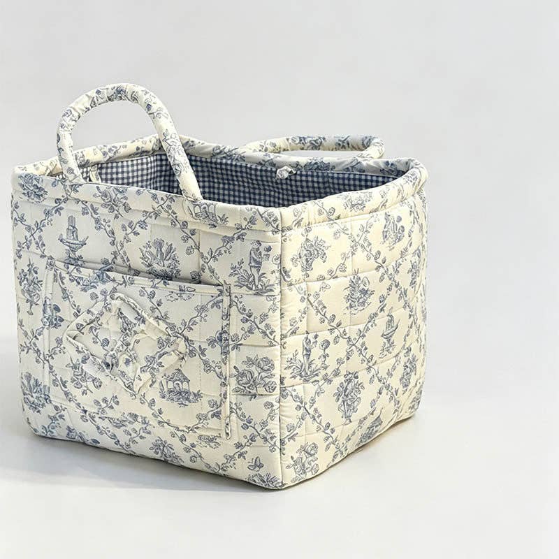 Quilted Floral Storage Organizer Bag
