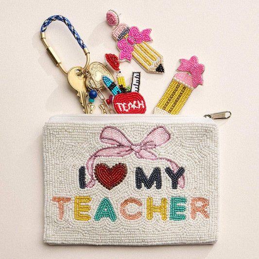 I Love My Teacher Beaded Pouch