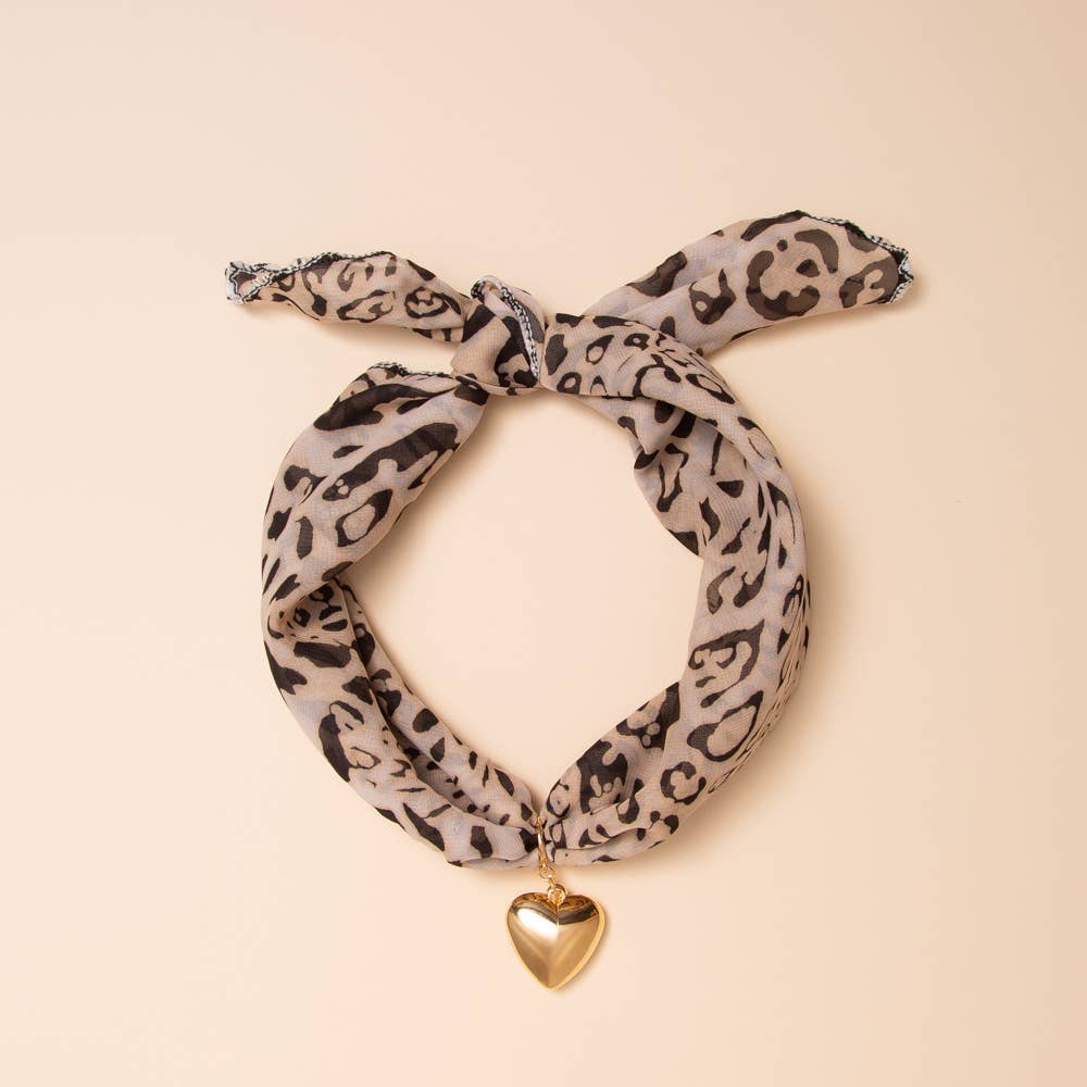 Eliza Heart Pendant Scarf Necklace