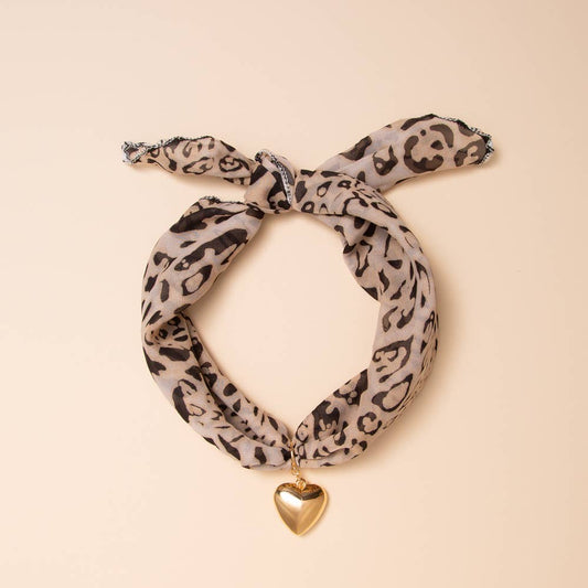 Eliza Heart Pendant Scarf Necklace