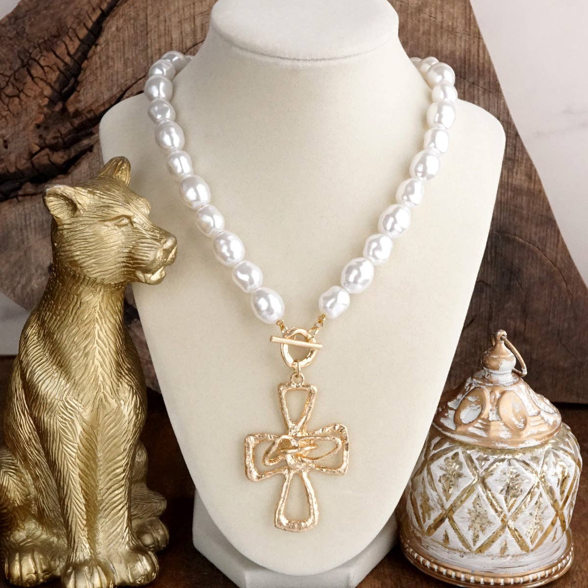 Grace Pearl Cross Necklace