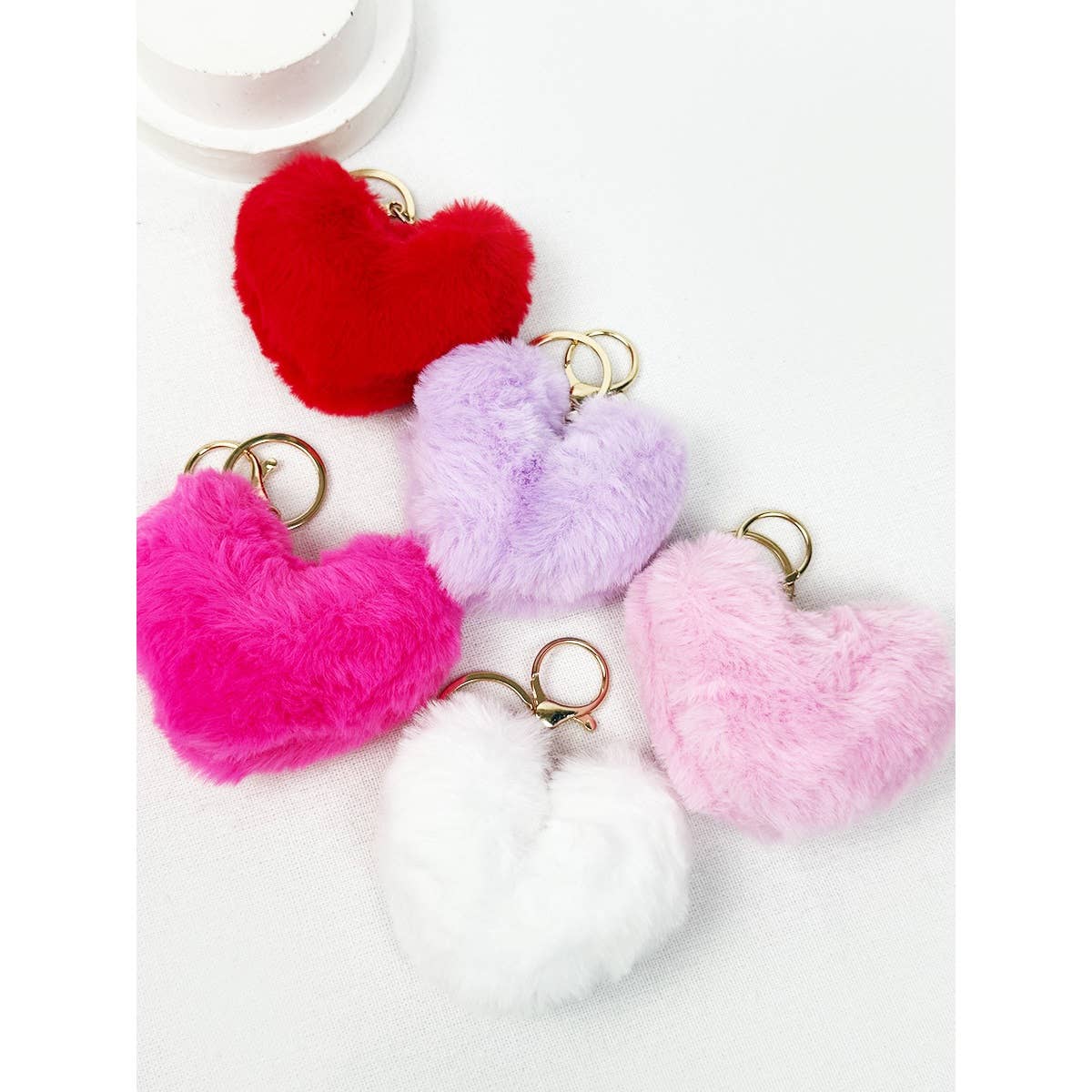 Fuzzy Fluffy Heart Keychain