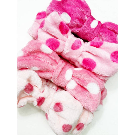 Pink Polkadot Dotted Fluffy Headband