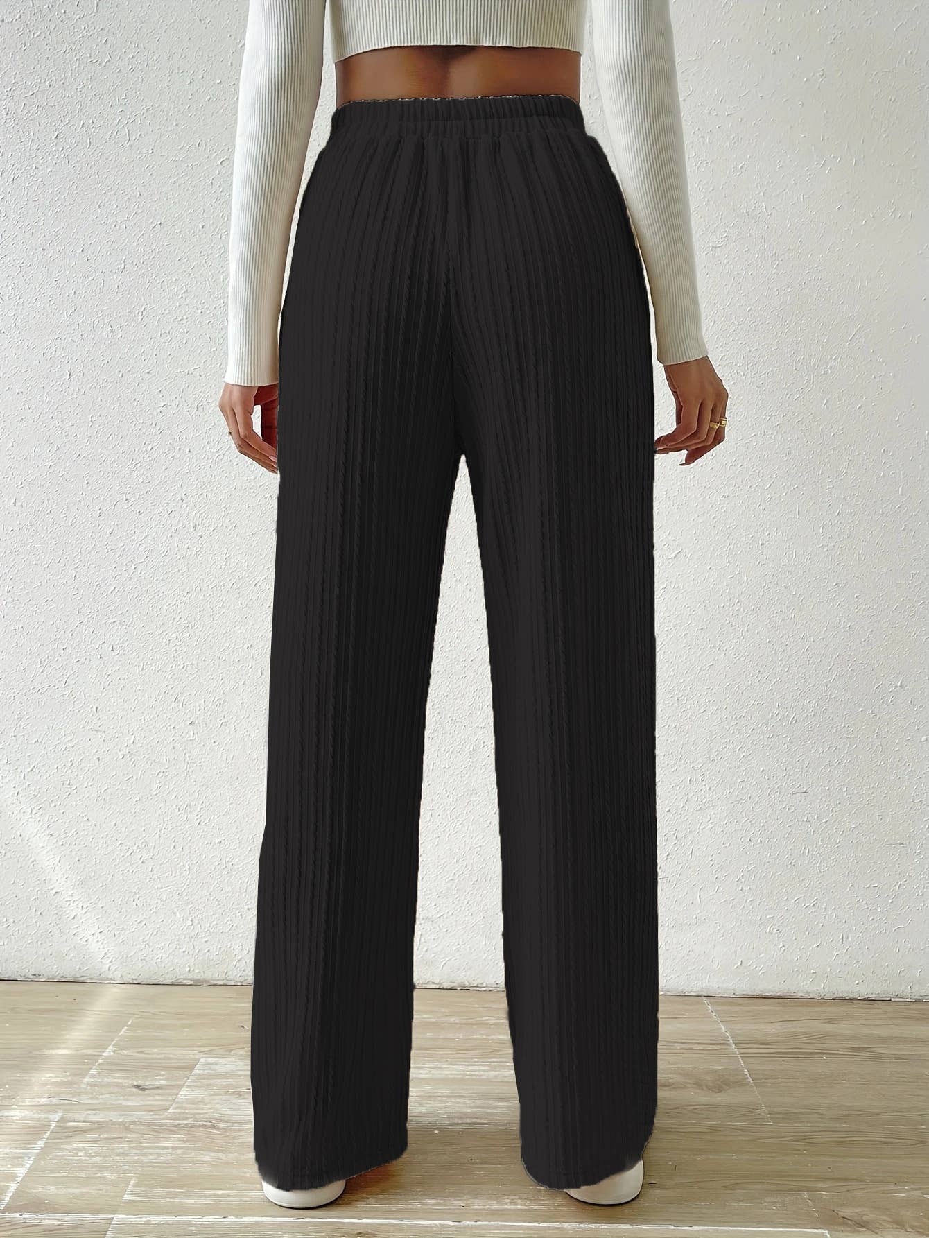 Knitted Textured Straight Leg Pants