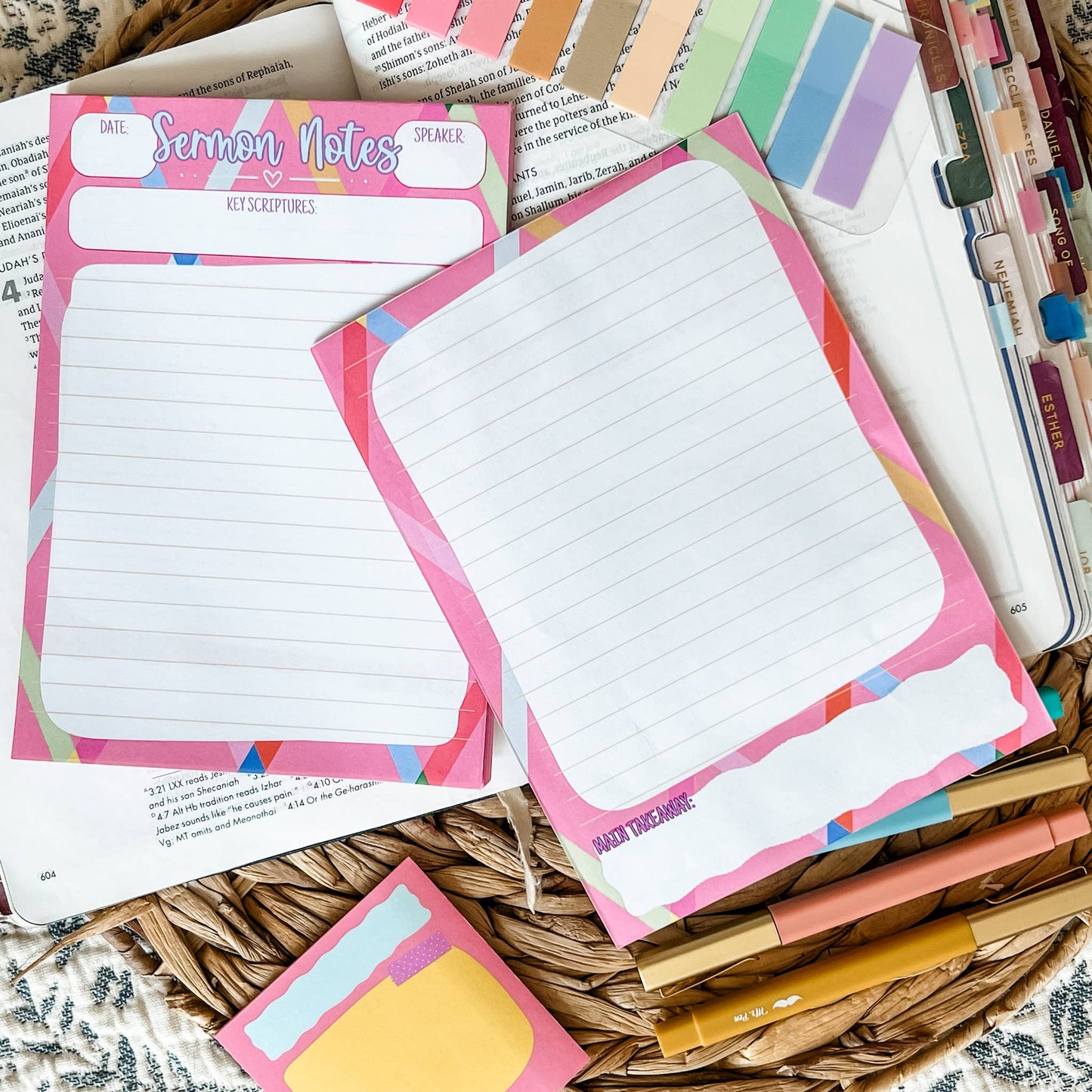 Pink Colorful - Sermon Notes Notepad
