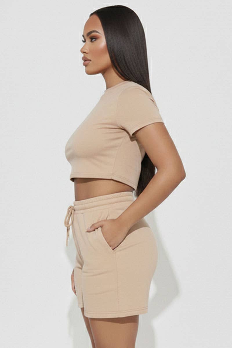 Casie Crop Tee & Shorts Set