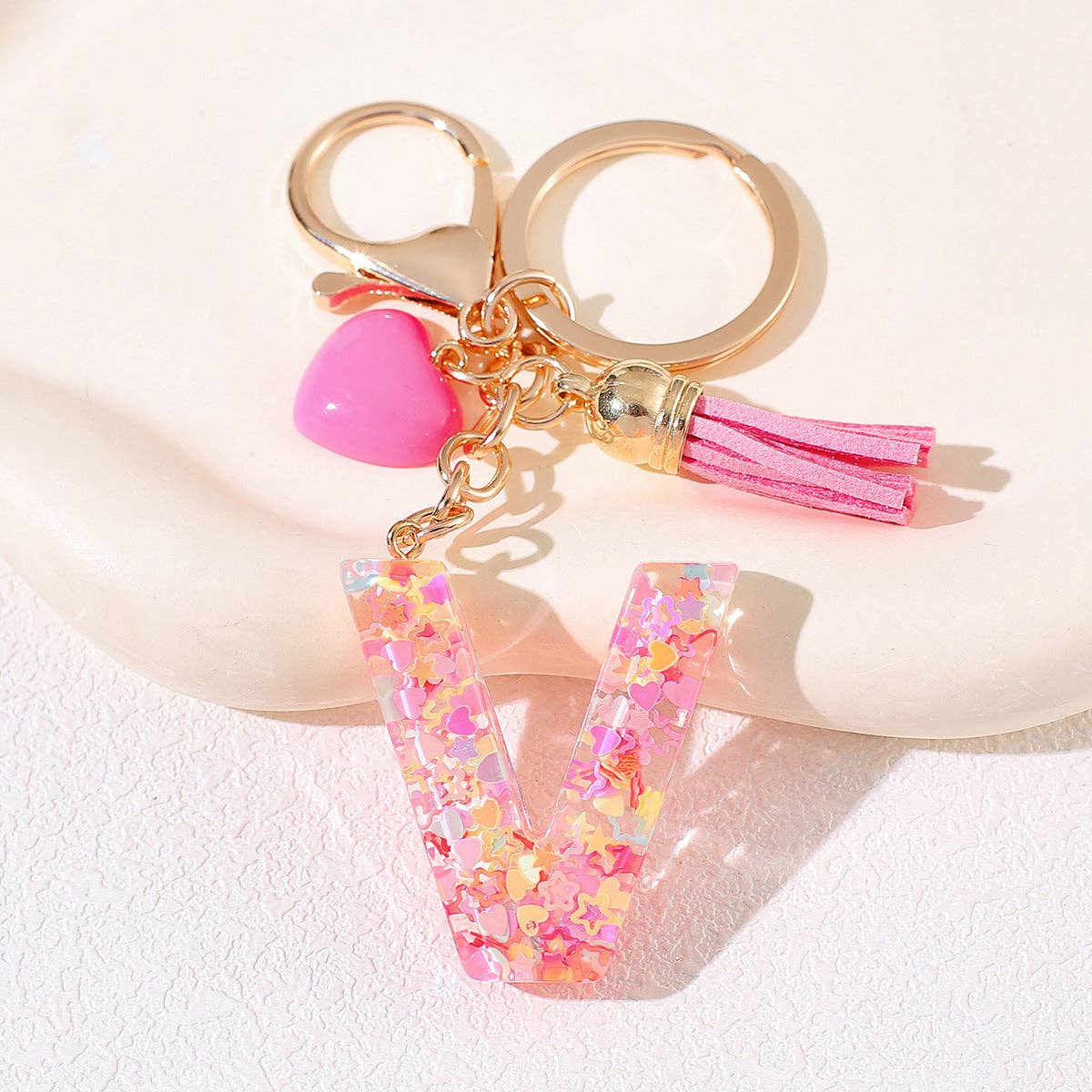 Letter Tassel Keychain (Pink)