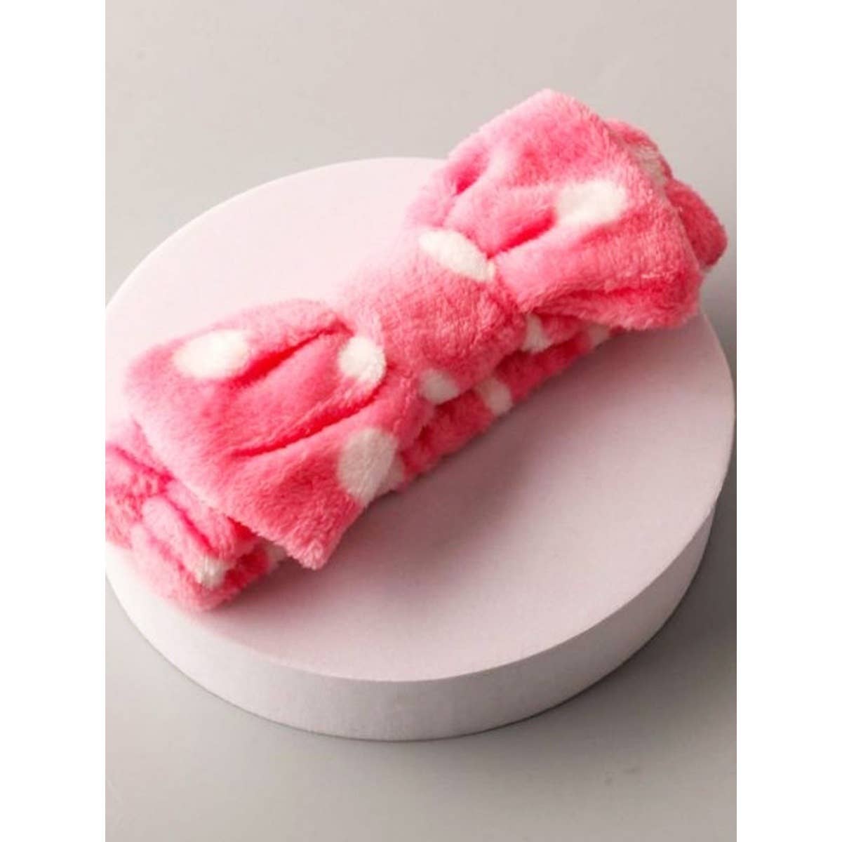 Pink Polkadot Dotted Fluffy Headband